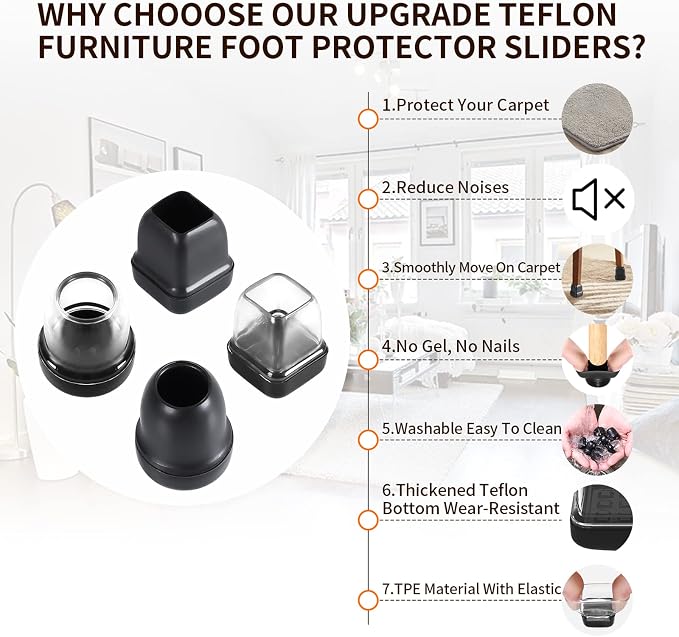 Ezprotekt 24 Pcs Extra Small Chair Leg Sliders - Image 4