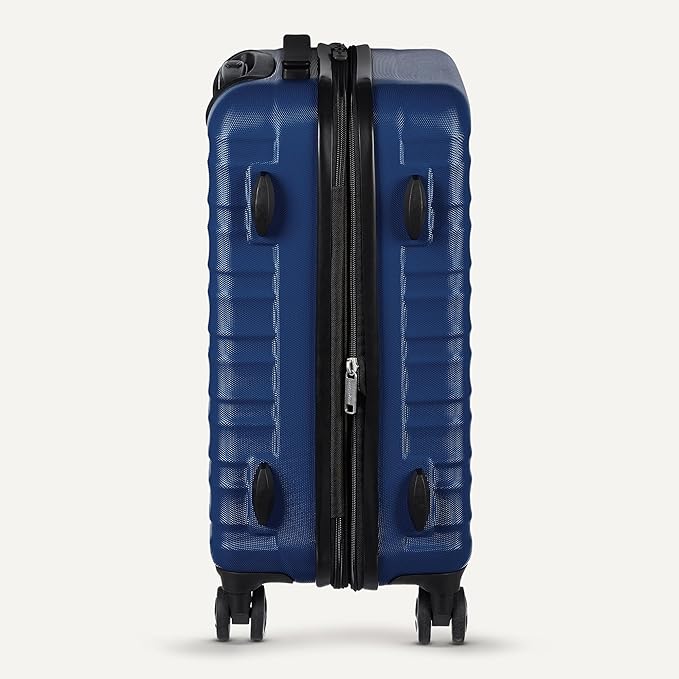 Amazon Basics 3-Piece Set (21", 26", 30"), Hardshell Suitcases With Wheels, Expandable For Up to 25% More Space, With Scratch-Resistant Surface, Four Multi-directional Wheels, Navy Blue