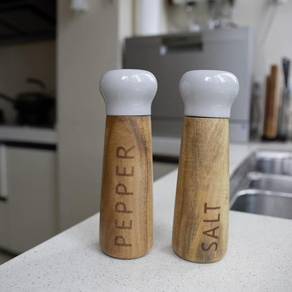 Tessie & Jessie Wooden Salt and Pepper Grinder Set, Premium Acacia Wood - Image 5
