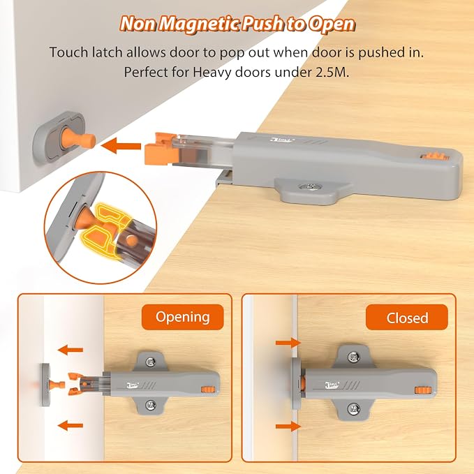 Push Touch Latches for Cabinets, Jiayi 4 Pack Heavy Duty Push Lock Door Latch - Image 4