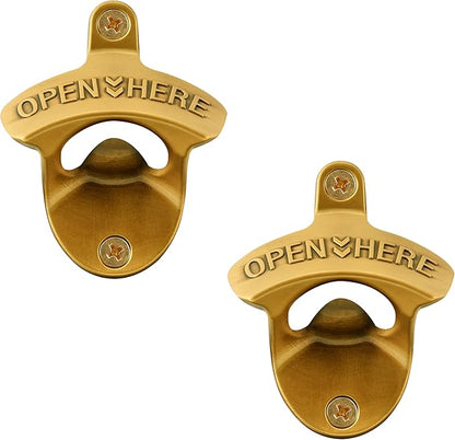 Aintque Gold Bottle Opener Wall Mounted Stainless, Mountable Beer Cap Opener by Wallmountedbottleopener