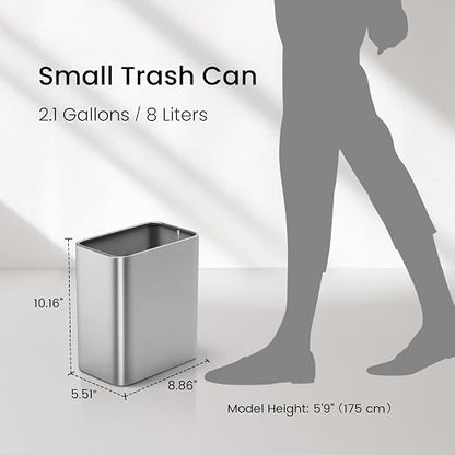 Cesun Small Bathroom Trash Can 2.1 Gallon Wastebasket, Modern Metal Garbage Can - Image 8