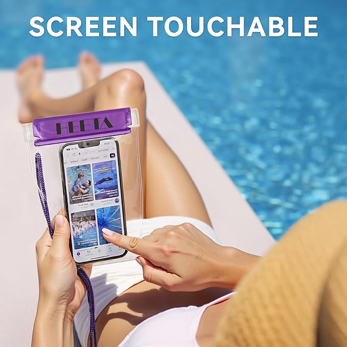 HEETA 5-Pack Clear Waterproof Dry Bag, Water Tight Cases Pouch Dry Bags for Camera Mobile Phone Maps, Kayaking Boating Document Holder