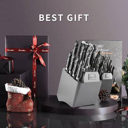 18 Pieces Damascus Kitchen Knife Set, 8 Piece Steak Knives, Non-slip ABS - Image 9