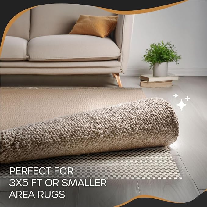 Nevlers Non Slip 3'x5' Rug Pads | White PVC Foam Rug Gripper - Image 9