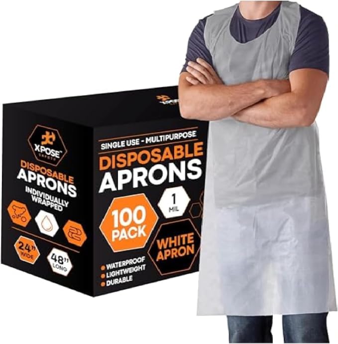 Xpose Safety 48, 000 White Plastic Disposable Aprons by XposeSafety