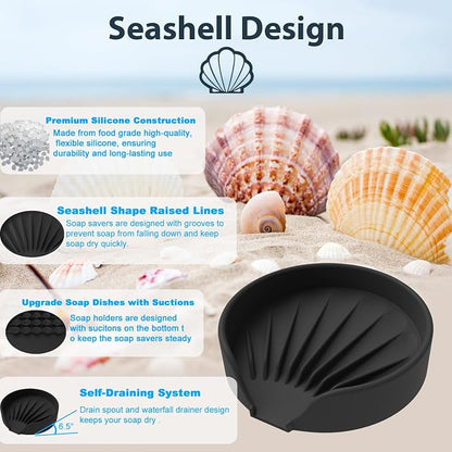 Self Draining Soap Dish, Silicone Suction Cup Soap Holder Tray Savers Container - Image 3