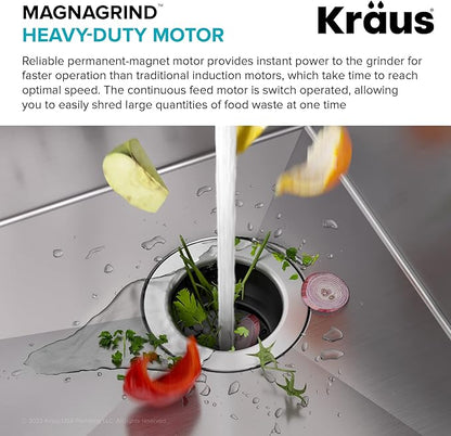 KRAUS Kore Workstation 30-inch Undermount 16 Gauge Stainless Kitchen Sink, Single Bowl Kitchen Sink with 1 HP Garbage Disposal,KWU110-30-100-100MB