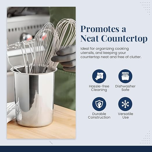 OCS Parts 6.75-Inch Kitchen Utensil Holder | Stainless Steel Dishwasher Safe - Image 5