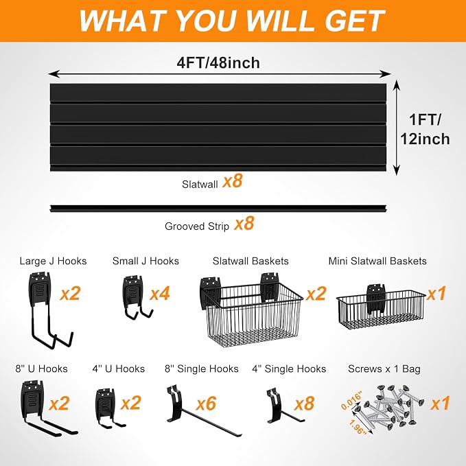 DoCred Slatwall Paneling Organizer, 4x7.5 FT PVC Garage Slat Wall Storage - Image 3