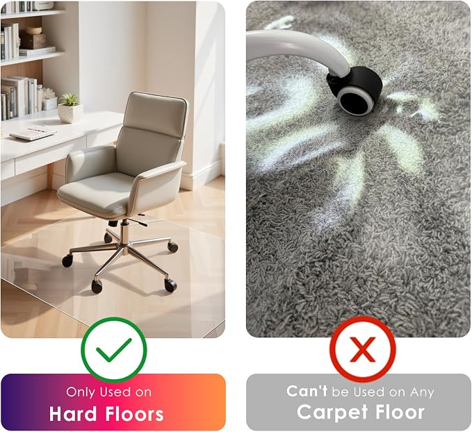 Kuyal Clear Chair mat for Hardwood Floor 30 x 48 inches Transparent Floor Mats - Image 2