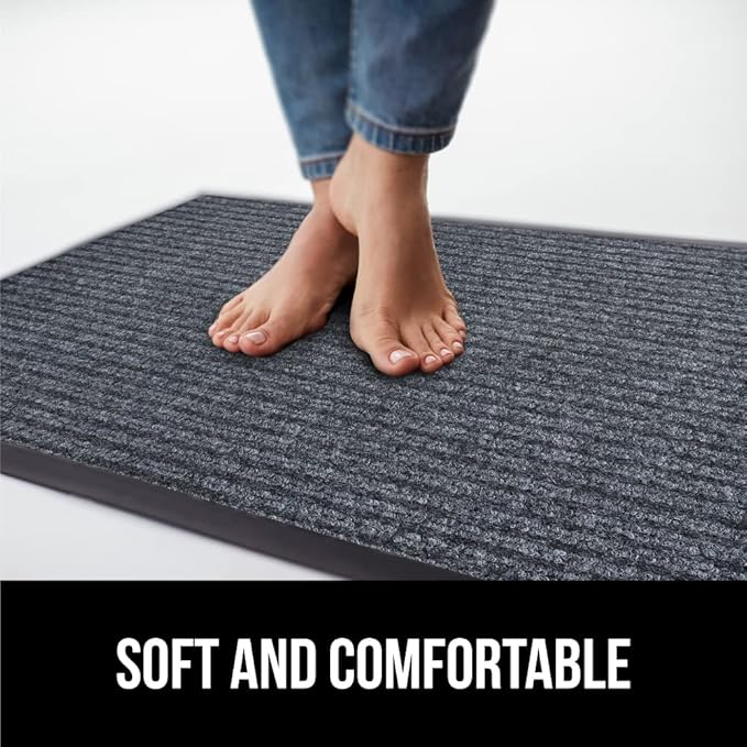 GORILLA GRIP Traffic Guard Door Mat, 2 Pack, Heavy Duty Waterproof Doormat, Commercial Office Space Welcome Mats, Stain and Fade Resistant, Low Profile, Strong Rubber Backing, 35x23, Gray