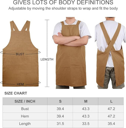 ELEZAY Aprons for Women with Pockets Plus Size Comfort Cross Back No Tie Cotton - Image 5