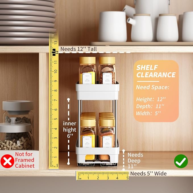 Pull Out Spice Rack Organizer for Cabinet, 3 Packs Slide Out Spice Racks - Image 2