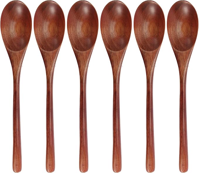 Wooden Spoons, 6 Pieces 9 Inch Wood Soup Spoons by ADLORYEA