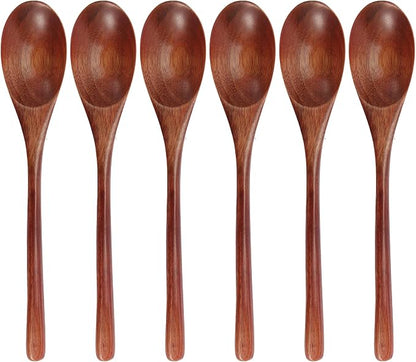Wooden Spoons, 6 Pieces 9 Inch Wood Soup Spoons by ADLORYEA