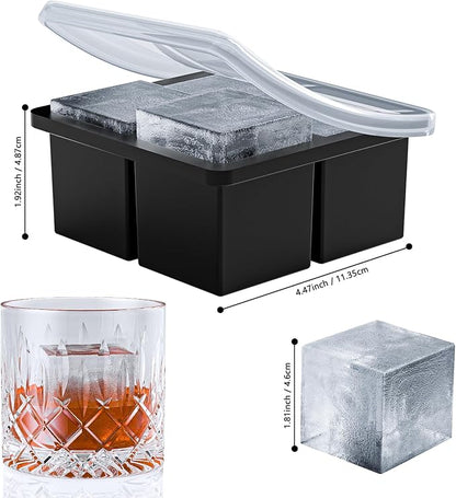 Bangp Large Ice Cube Tray for Whiskey, Silicone Ice Cube Trays 2 Pack, Large - Image 3