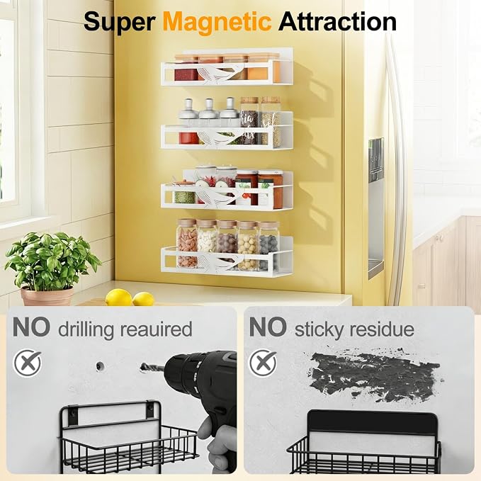 Magnetic Spice Rack for Refrigerator, Space Saving Magnetic Shelf for Fridge - Image 7