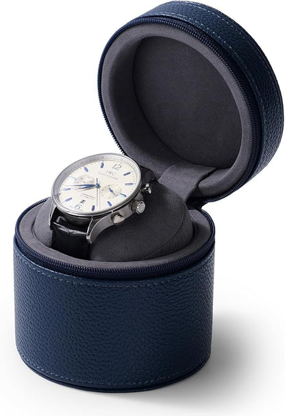 Oirlv Luxury Leather Watch Travel Case Single Watch Case with Removable Pillow(Blue)