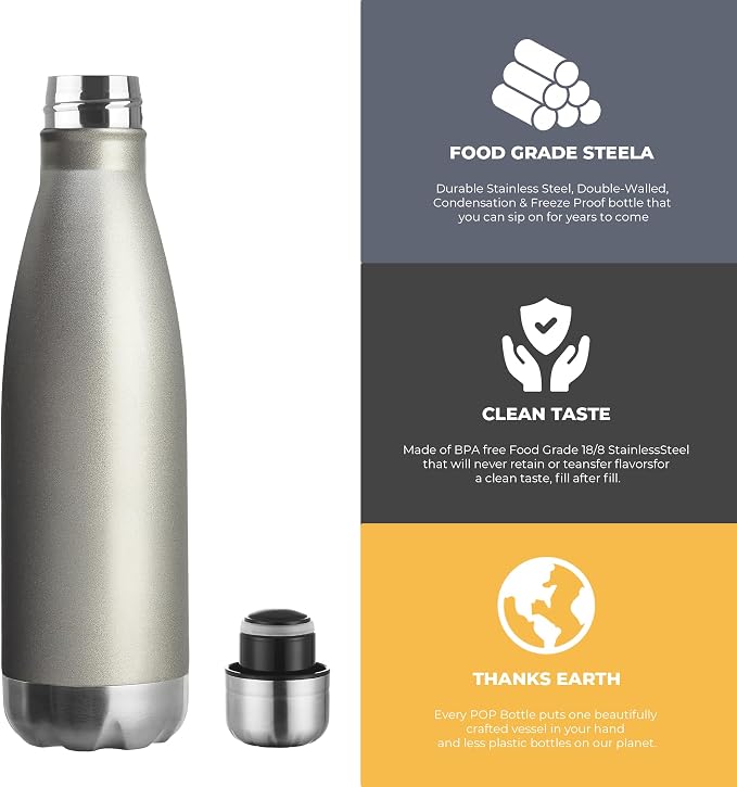 MEWAY 17oz Sport Water Bottle 8 Pack Vacuum Insulated Stainless Steel - Image 3