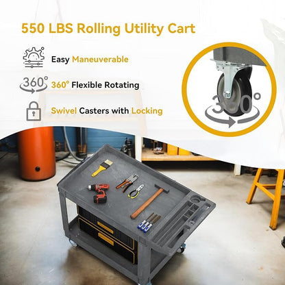 DWVO Service Utility Cart on Wheels, 45 X 25 in 550 LBS Heavy Duty Rolling Cart - Image 3