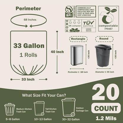 Compost Bags 33 Gallon 125 Liter Extra Thick 1.2 Mils Compostable Food Scrap - Image 4