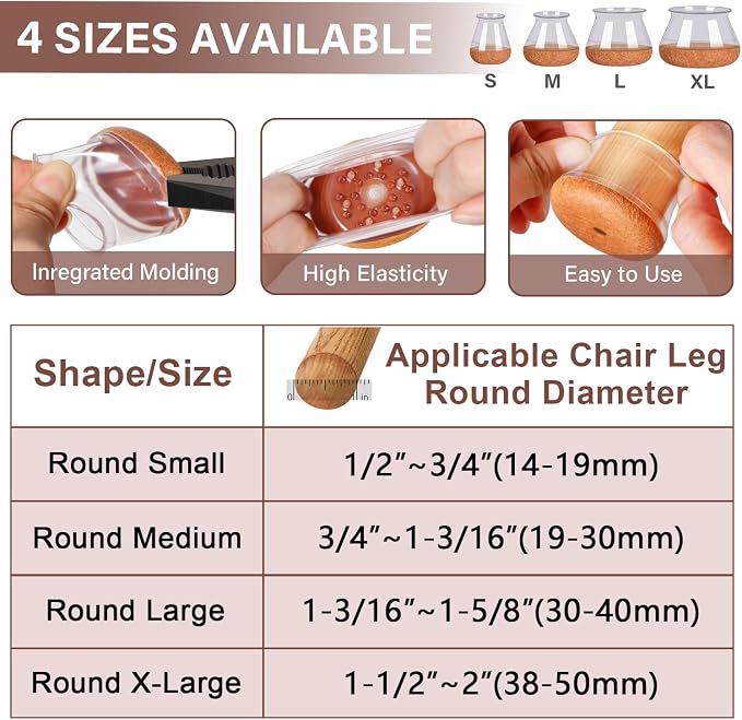 Chair Leg Floor Protectors for Hardwood Floors Felt Furniture Pads Silicone - Image 4