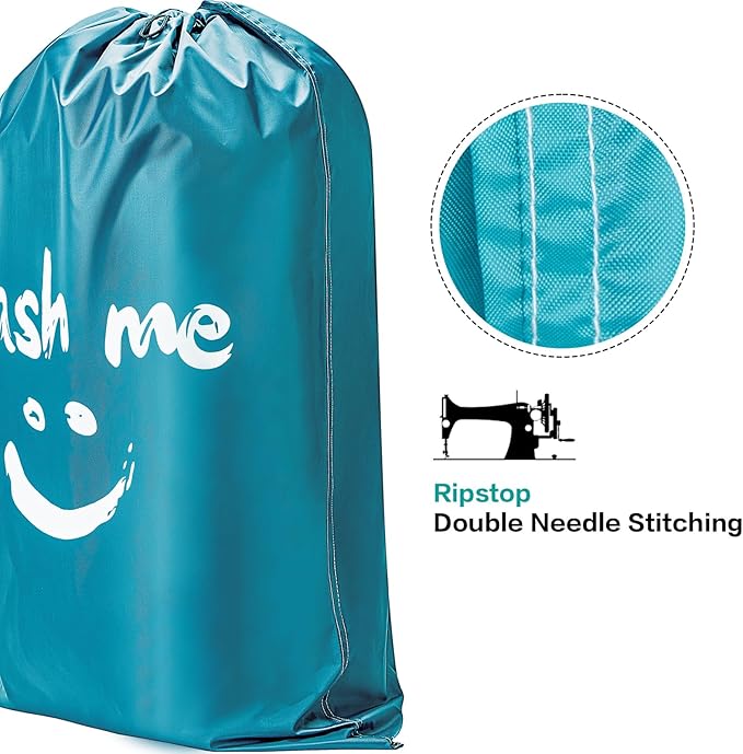 HOMEST 2 Pack XL Wash Me Travel Laundry Bag, Dirty Clothes Organizer, Large Enough to Hold 4 Loads of Laundry, Easy Fit a Laundry Hamper or Basket