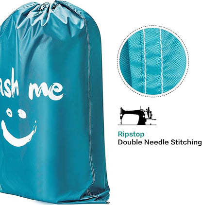 HOMEST 2 Pack XL Wash Me Travel Laundry Bag, Dirty Clothes Organizer, Large Enough to Hold 4 Loads of Laundry, Easy Fit a Laundry Hamper or Basket