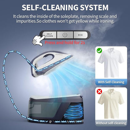 Steam Iron for Clothes, 1500W Professional Steam Station, 67.62oz Water Tank - Image 5