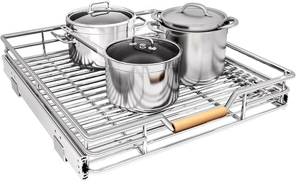 Pull out Cabinet Organizer, Heavy Duty Smooth Sliding Under Cabinet Shelves by Kitstorack