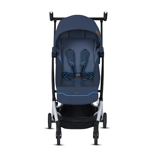 gb Pockit+ All City, Ultra Compact Lightweight Travel Stroller with Front Wheel Suspension, Full Canopy, and Reclining Seat in Night Blue