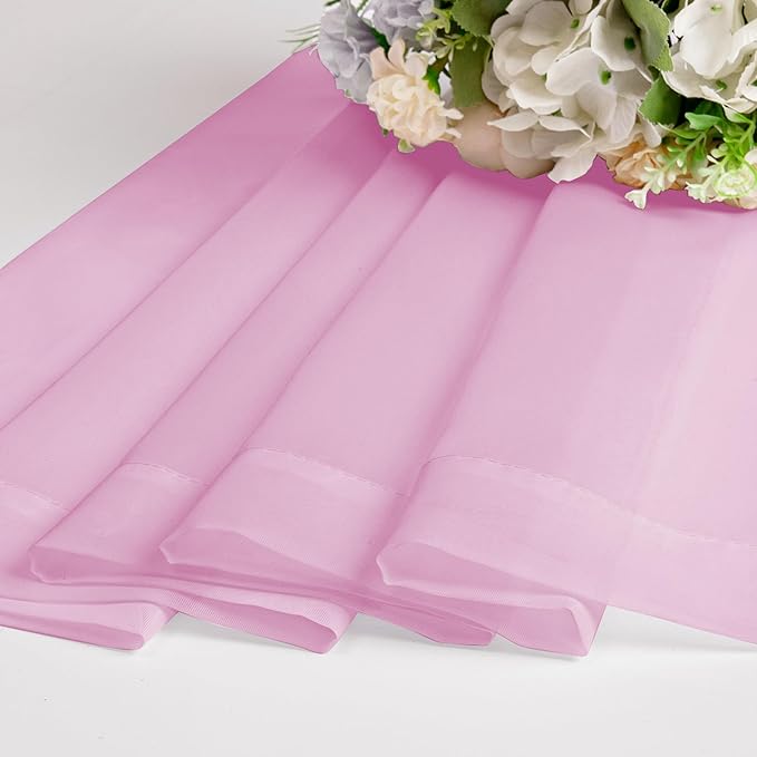 Chyhomenyc Pink Sheer Curtains 30 inch Length 2 Panels, Light Filtering Voile - Image 7