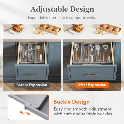 Lifewit Utensil Organizer for Kitchen Drawers, Expandable Cooking Utensil Tray - Image 4