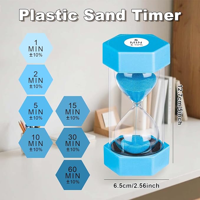 30 Minute Sand Timer, Unbreakable Hexagon Sand Clock, Plastic Sand Watch 30 Min - Image 5