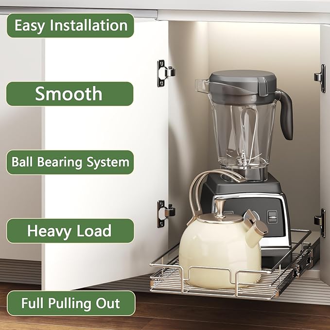 Pull Out Cabinet Organizer 15½" W x 21½" D, Heavy Duty Cabinet Pull Out Shelves - Image 2