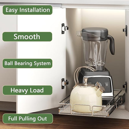 Pull Out Cabinet Organizer 13½" W x 21½" D, Heavy Duty Cabinet Pull Out Shelves - Image 2