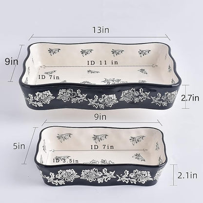 Wisenvoy Baking Dish Casserole Dish Ceramic Lasagna Pan 2-Pcs Bakeware Sets - Image 3