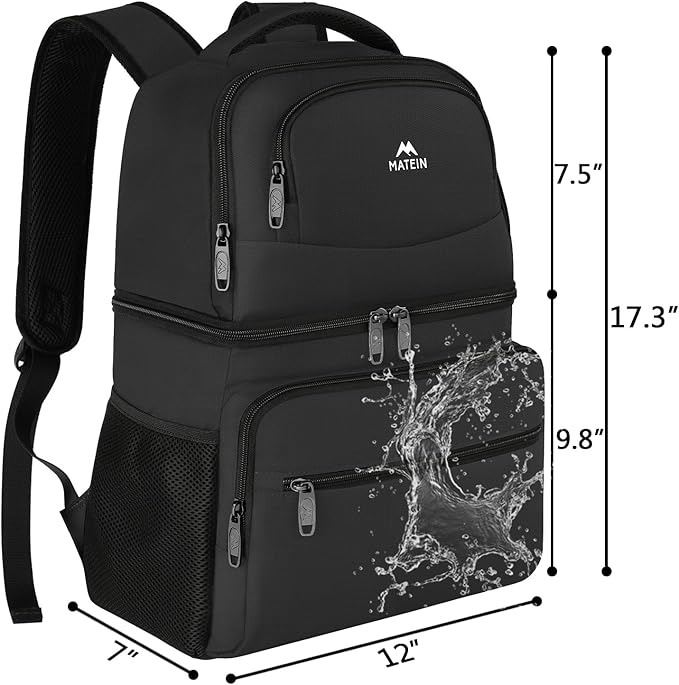 MATEIN Cooler Backpack, 26 Cans Insulated Lunch Backpack for Men Women, Leakproof Double Layer Lunch Cooler Bag Lightweight Soft Lunch Backpack with Cooler Compartment, Beach Camping Hiking Beer Gifts