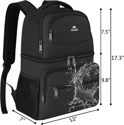 MATEIN Cooler Backpack, 26 Cans Insulated Lunch Backpack for Men Women, Leakproof Double Layer Lunch Cooler Bag Lightweight Soft Lunch Backpack with Cooler Compartment, Beach Camping Hiking Beer Gifts