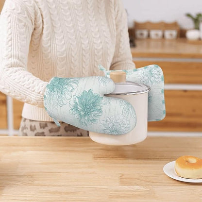 Oven Mitts and Pot Holders Dahlia Flower Pastel Vintage Silicone Kitchen - Image 7