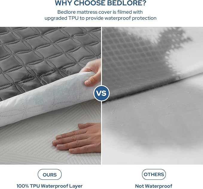 BEDLORE Waterproof Mattress Protector, Noiseless Twin Size Mattress Pad - Image 2