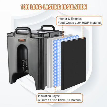 VEVOR Insulated Beverage Dispenser, 10 Gallon, Food-grade LL9450UP Hot and Cold - Image 3