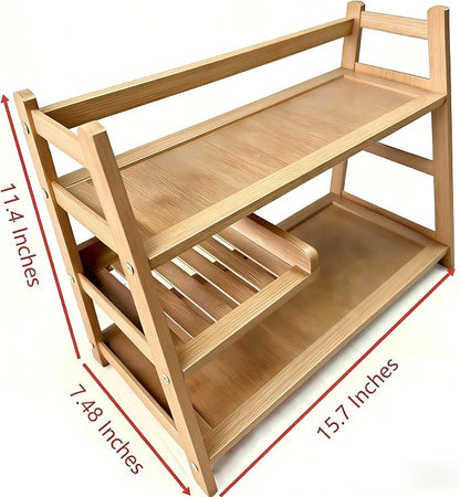 3 Tier Bamboo Matcha Station, coffee station organizer Shelf - Image 5