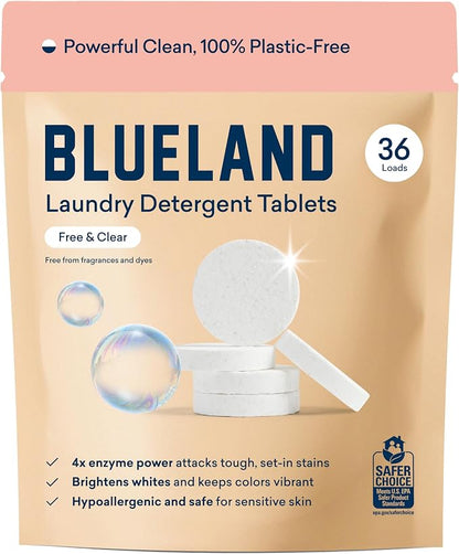 BLUELAND Laundry Detergent Tablets, Plastic-Free Eco-Friendly Pods, Liquid by BLUELAND