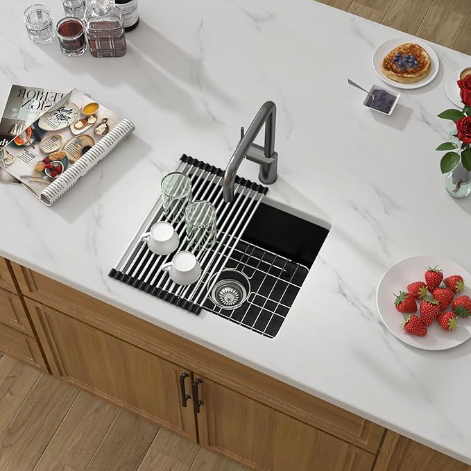 18 Granite Composite Bar Sink - Donsdey 18”×16” Undermount Granite Kitchen Sink Black Quartz Classic Composite Under Counter Single Bowl Bar Prep RV Sinks Basin