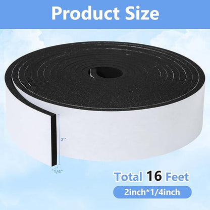 Weather Stripping Door Seal Strip- 2 Inch X 1/4 Inch X 16Feet, Strong Adhesive - Image 2