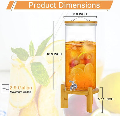 Beverage Dispenser, 2.9 Gallon Glass Drink Dispenser - Image 2