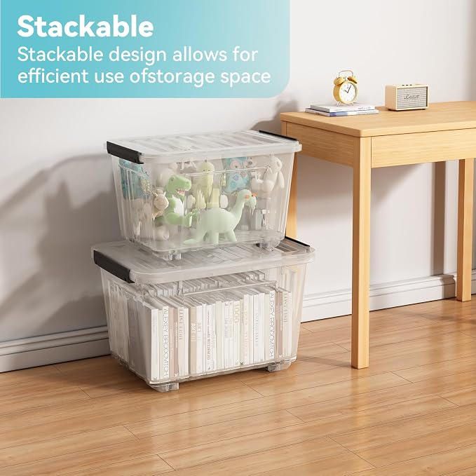 Nazhura 72 Quart Plastic Storage Bin, Stackable and Nestable Storage Boxes - Image 5