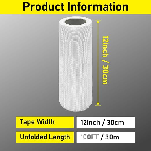 12" 100 Feet Drywall Joint Tape, Self-Adhesive Encrypted Fiberglass Drywall - Image 2